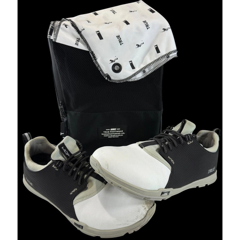 TRUE Men's Original OG 1.2 Golf Shoes White/Black Saddle Spikeless Shoe W/Bag 13